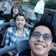 Kellen Vu on roller coaster with two other teen girls