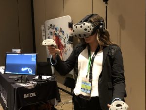 teen girl using virtual reality headset
