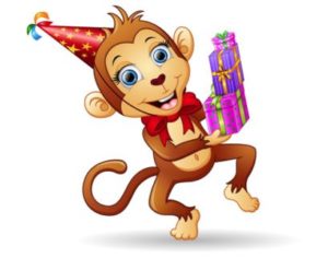 Monkey holding presents