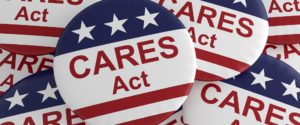 CARES Act buttons with American flag design